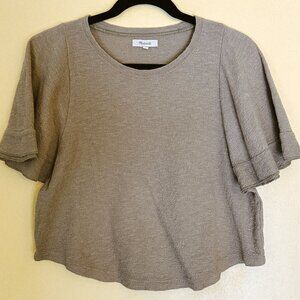 MADEWELL Texture & Thread Flutter-Sleeve Top (XS) Tundra Green